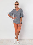 V Neck Check Top