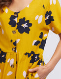 Upscale Floral Button Dress