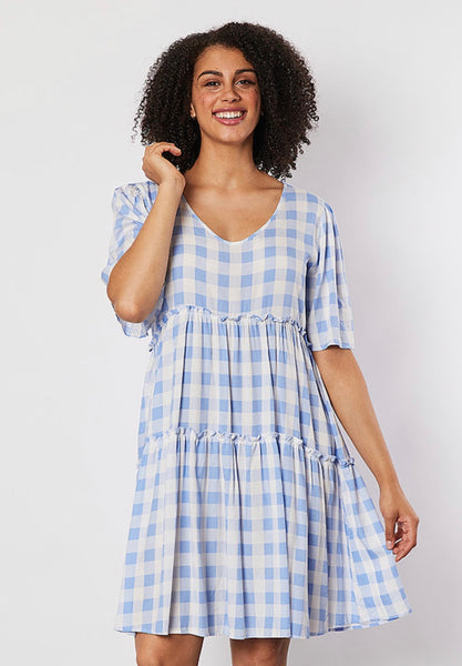 Checked Tiered Dress