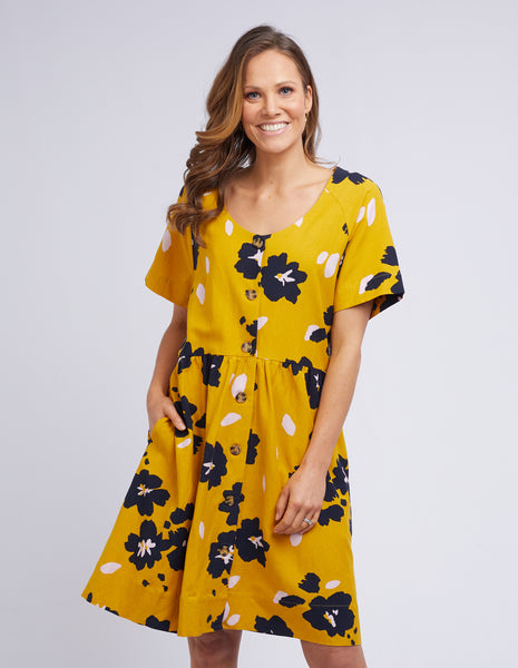 Upscale Floral Button Dress